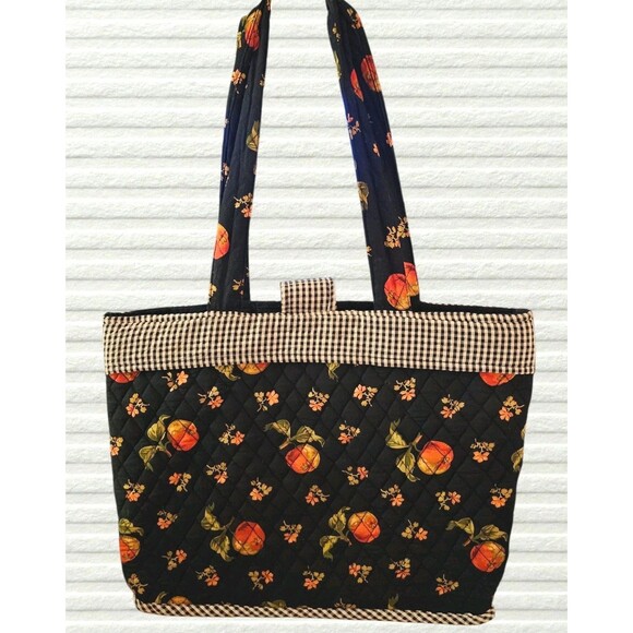 April Cornell For Silvestri Quilted Black Fruit Print Shoulder Bag Tote 16 x 12 - Picture 5 of 10